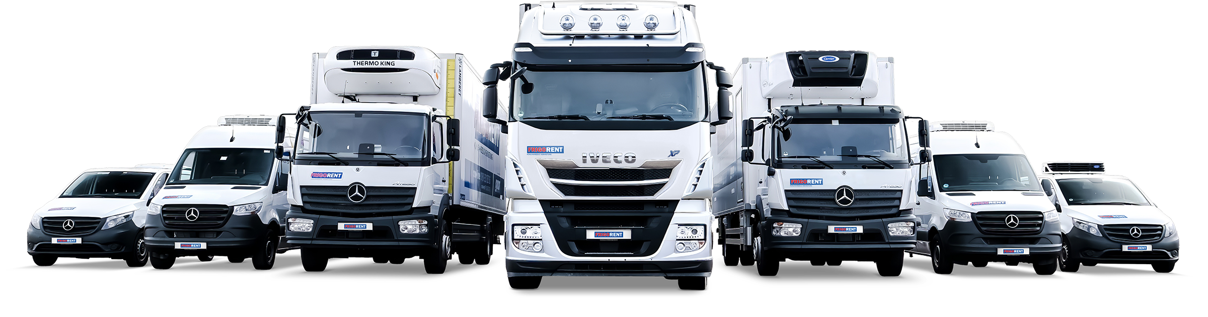 Flotte an Kühltransportern und Aufliegern der FRIGO-RENT® Services GmbH